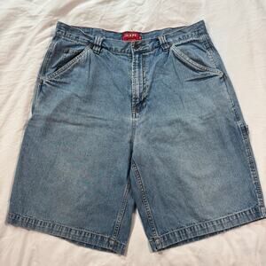Y2K Chaps Denim Shorts Mens Cargo Baggy Jorts size 36 100% Cotton